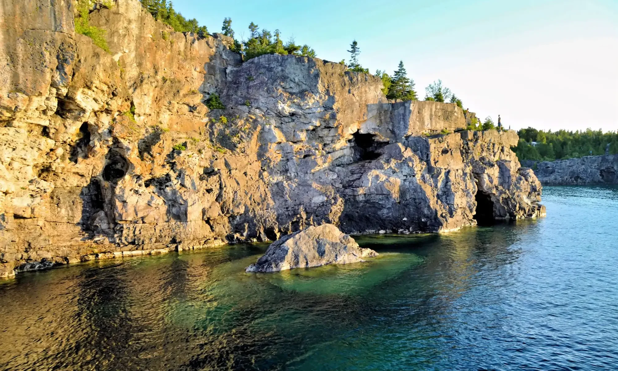 Limestone cliffs of the Niagara Escarpment at sunset