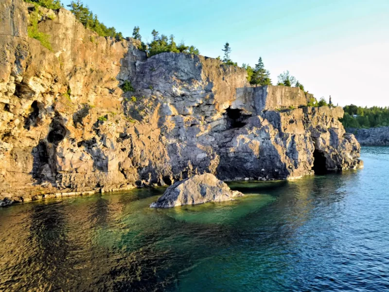 Limestone cliffs of the Niagara Escarpment at sunset